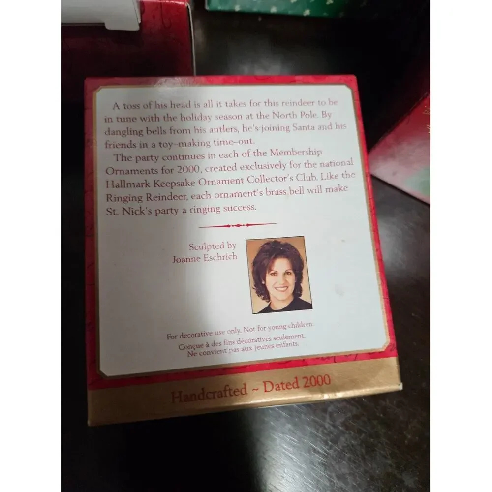 VTG 2000 Hallmark Keepsake (Ringing Reindeer) Collectors Club Christmas Ornament